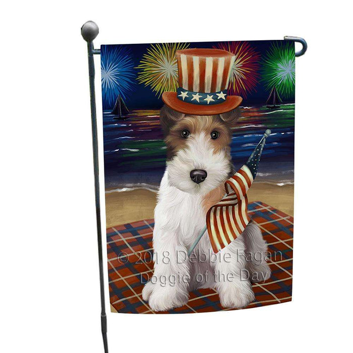 4th of July Independence Day Firework Wire Fox Terrier Dog Garden Flag GFLG52419