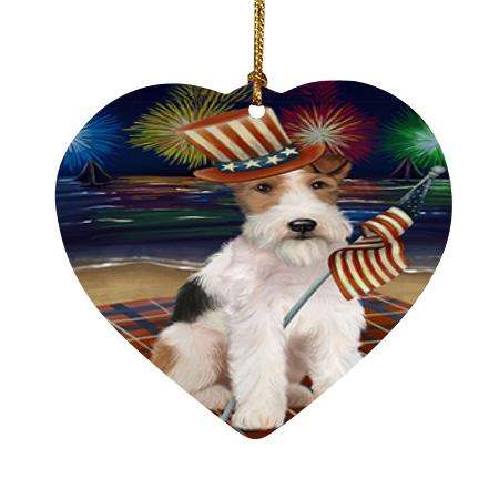 4th of July Independence Day Firework Wire Fox Terrier Dog Heart Christmas Ornament HPOR52471