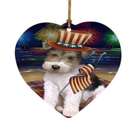 4th of July Independence Day Firework Wire Fox Terrier Dog Heart Christmas Ornament HPOR52473