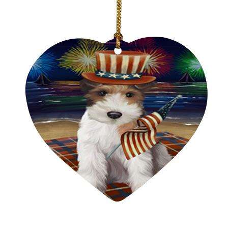 4th of July Independence Day Firework Wire Fox Terrier Dog Heart Christmas Ornament HPOR52474