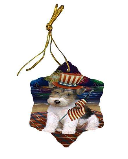 4th of July Independence Day Firework Wire Fox Terrier Dog Star Porcelain Ornament SPOR52464