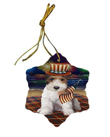4th of July Independence Day Firework Wire Fox Terrier Dog Star Porcelain Ornament SPOR52465