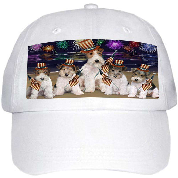 4th of July Independence Day Firework Wire Fox Terriers Dog Ball Hat Cap HAT61149