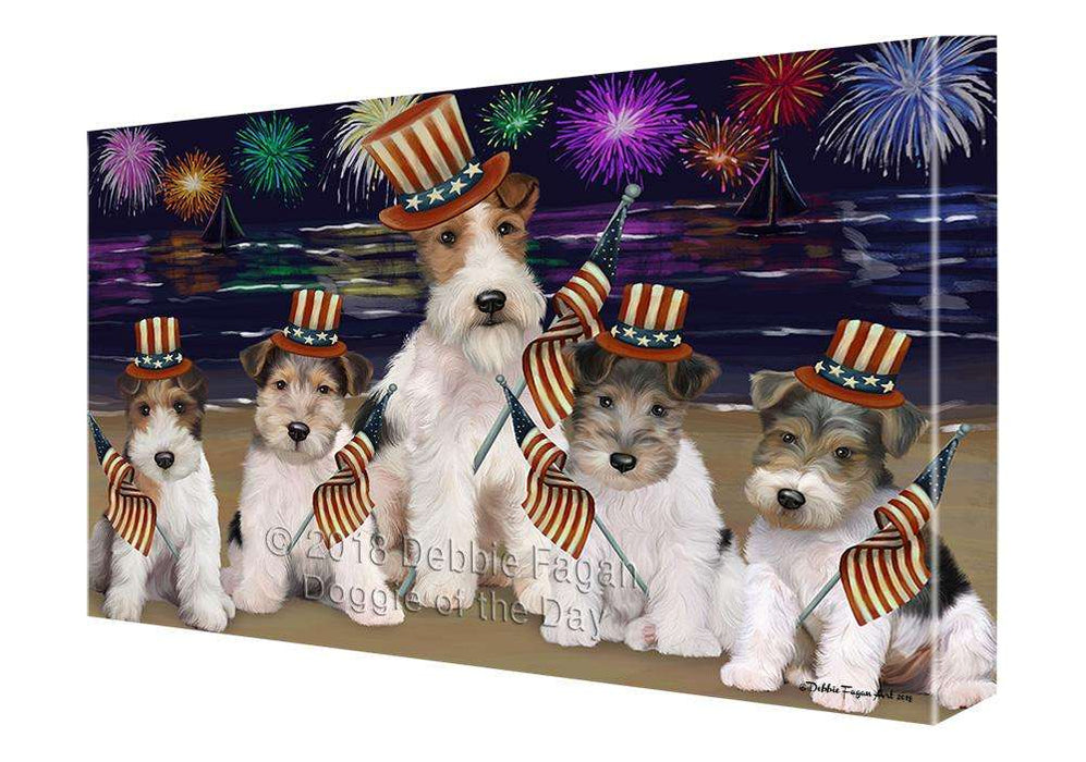 4th of July Independence Day Firework Wire Fox Terriers Dog Canvas Print Wall Art Décor CVS89045