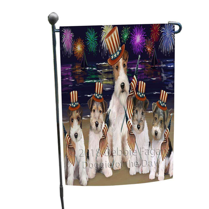 4th of July Independence Day Firework Wire Fox Terriers Dog Garden Flag GFLG52417
