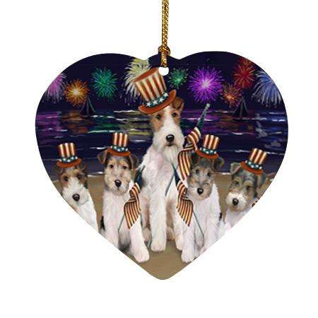4th of July Independence Day Firework Wire Fox Terriers Dog Heart Christmas Ornament HPOR52472