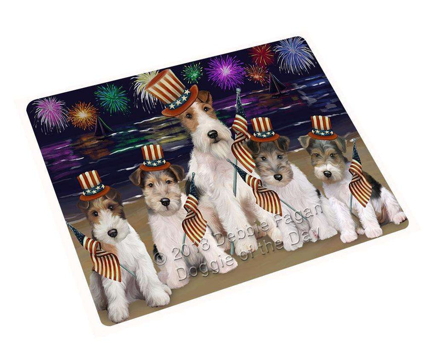 4th of July Independence Day Firework Wire Fox Terriers Dog Large Refrigerator / Dishwasher Magnet RMAG75018