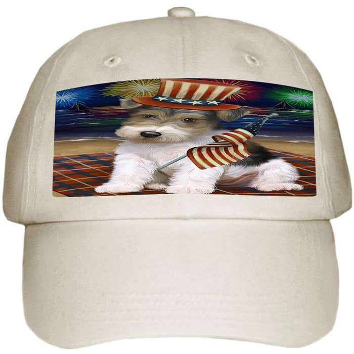 4th of July Independence Day Firework Wire Hair Terrier Dog Ball Hat Cap HAT60138