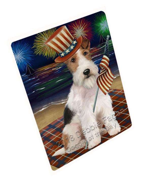 4th of July Independence Day Firework Wire Hair Terrier Dog Large Refrigerator / Dishwasher Magnet RMAG72984