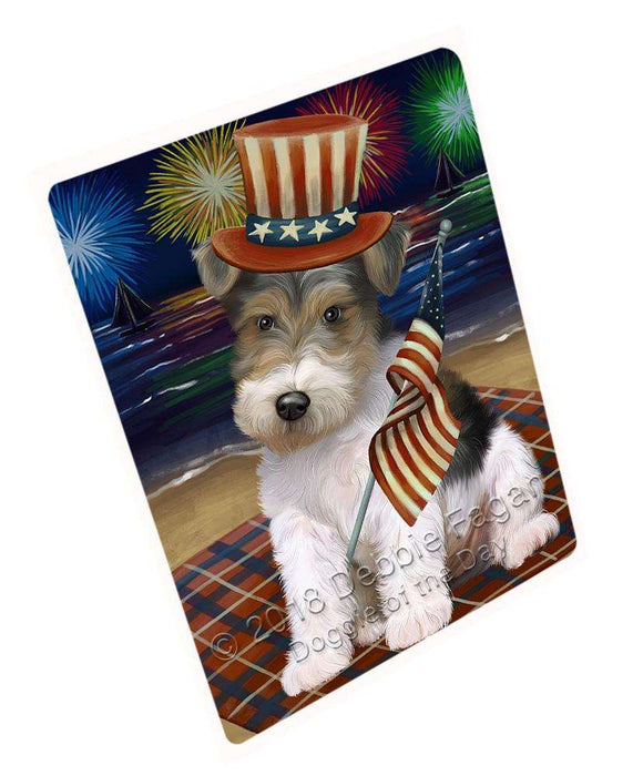 4th of July Independence Day Firework Wire Hair Terrier Dog Large Refrigerator / Dishwasher Magnet RMAG72996