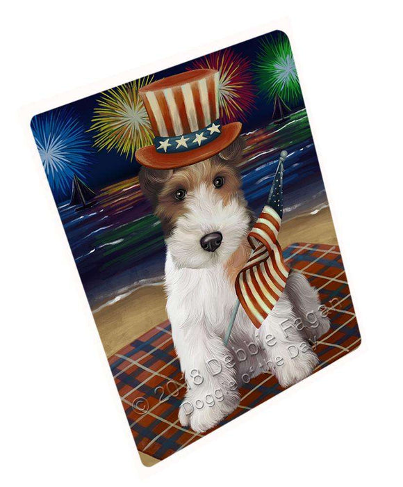 4th of July Independence Day Firework Wire Hair Terrier Dog Large Refrigerator / Dishwasher Magnet RMAG73002