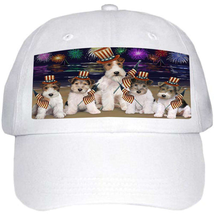 4th of July Independence Day Firework Wire Hair Terriers Dog Ball Hat Cap HAT60135