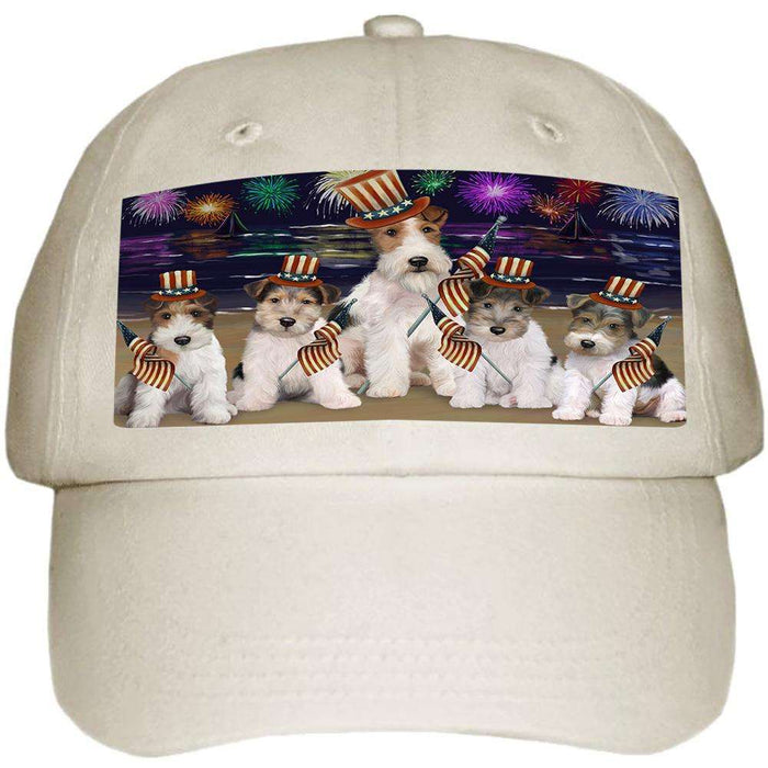 4th of July Independence Day Firework Wire Hair Terriers Dog Ball Hat Cap HAT60135