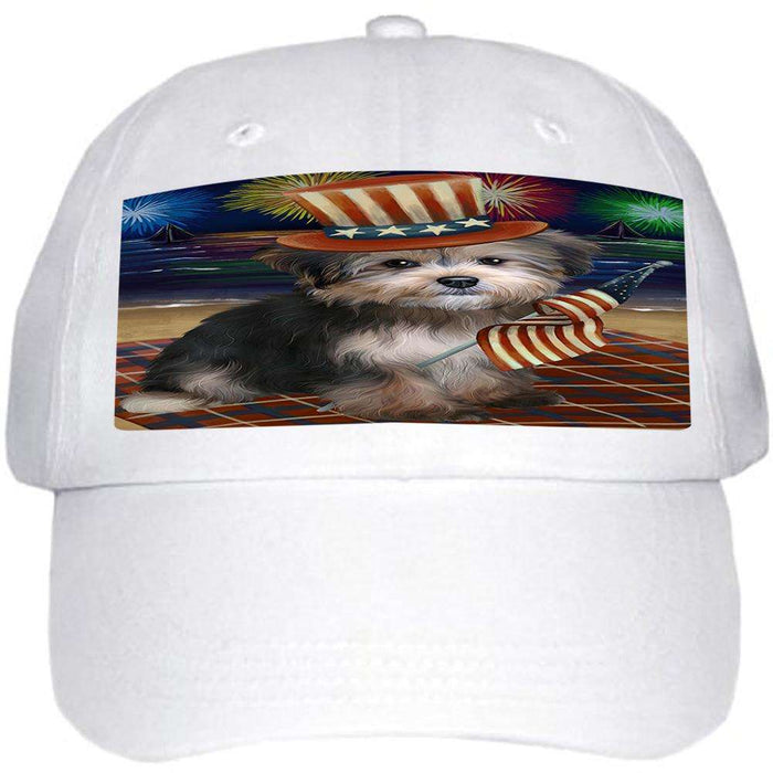 4th of July Independence Day Firework Yorkipoo Dog Ball Hat Cap HAT52650