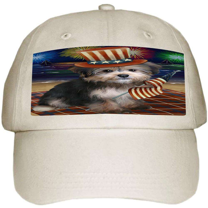 4th of July Independence Day Firework Yorkipoo Dog Ball Hat Cap HAT52650