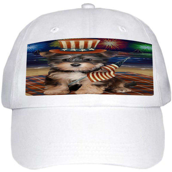 4th of July Independence Day Firework Yorkipoo Dog Ball Hat Cap HAT52656