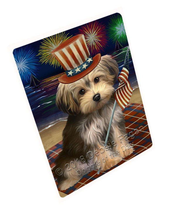 4th of July Independence Day Firework Yorkipoo Dog Blanket BLNKT62337