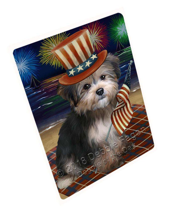 4th of July Independence Day Firework Yorkipoo Dog Blanket BLNKT62355