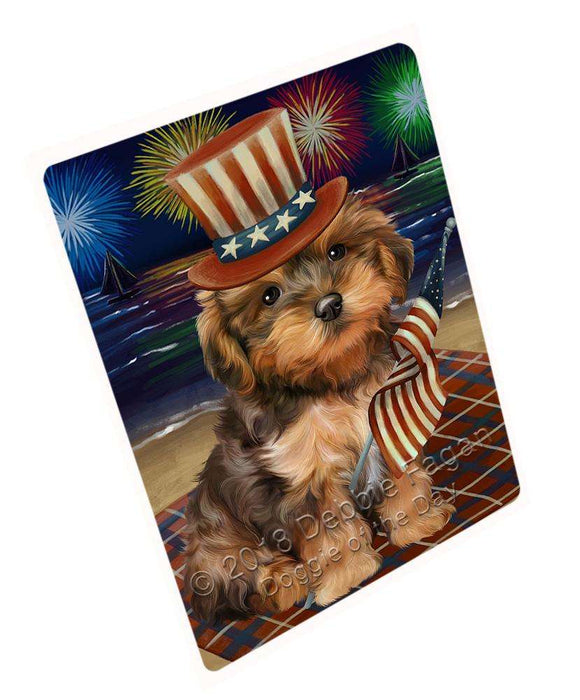 4th of July Independence Day Firework Yorkipoo Dog Blanket BLNKT62364