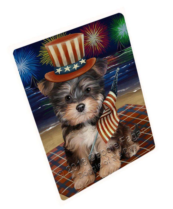 4th of July Independence Day Firework Yorkipoo Dog Blanket BLNKT62373