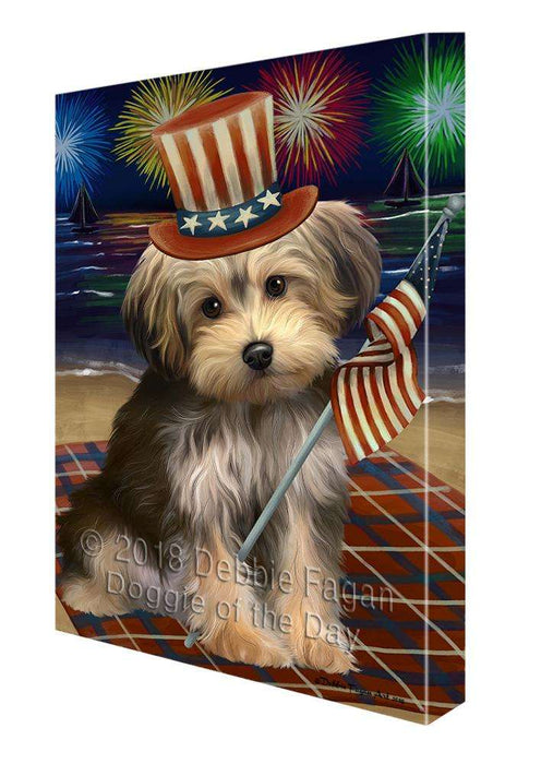 4th of July Independence Day Firework Yorkipoo Dog Canvas Wall Art CVS62476