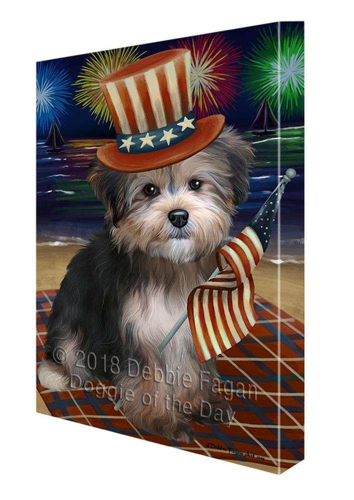 4th of July Independence Day Firework Yorkipoo Dog Canvas Wall Art CVS62494