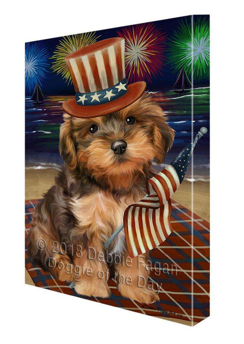 4th of July Independence Day Firework Yorkipoo Dog Canvas Wall Art CVS62503