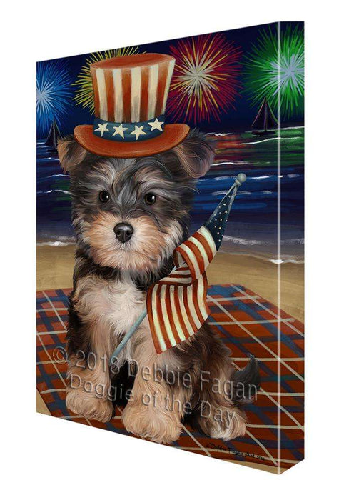 4th of July Independence Day Firework Yorkipoo Dog Canvas Wall Art CVS62512