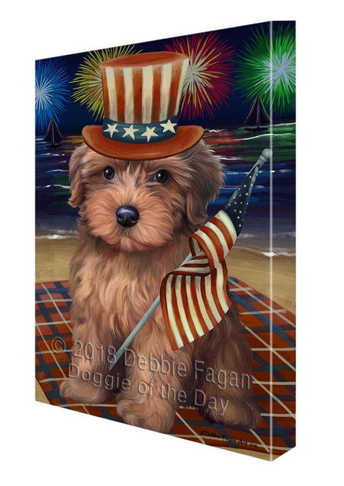 4th of July Independence Day Firework Yorkipoo Dog Canvas Wall Art CVS62521
