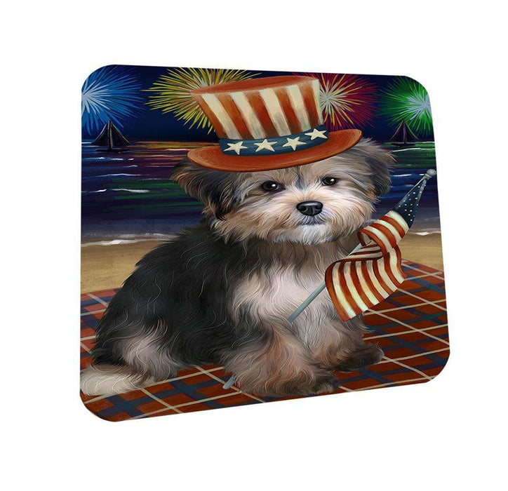 4th of July Independence Day Firework Yorkipoo Dog Coasters Set of 4 CST49699