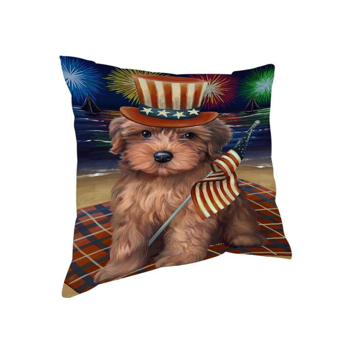 4th of July Independence Day Firework Yorkipoo Dog Pillow PIL54424
