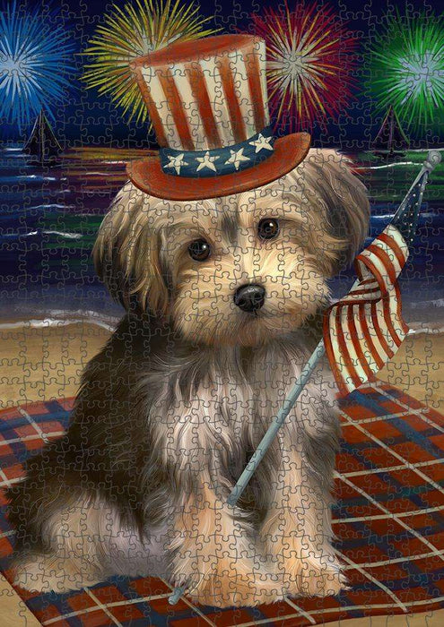 4th of July Independence Day Firework Yorkipoo Dog Puzzle PUZL52617