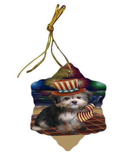 4th of July Independence Day Firework Yorkipoo Dog Star Porcelain Ornament SPOR49631