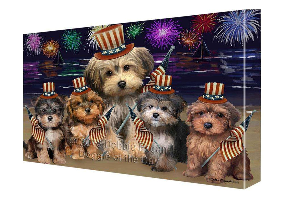 4th of July Independence Day Firework Yorkipoos Dog Canvas Wall Art CVS62485