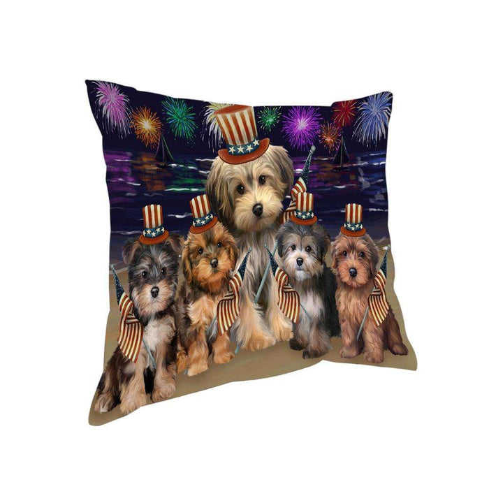 4th of July Independence Day Firework Yorkipoos Dog Pillow PIL54408