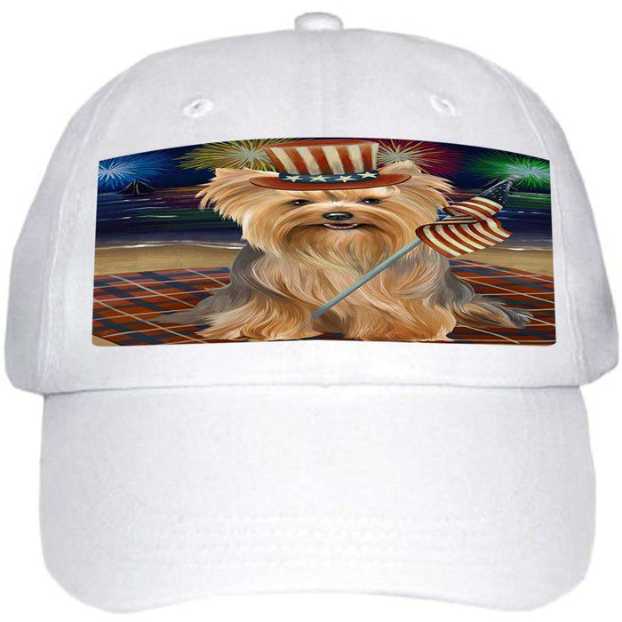 4th of July Independence Day Firework Yorkshire Terrier Dog Ball Hat Cap HAT52662