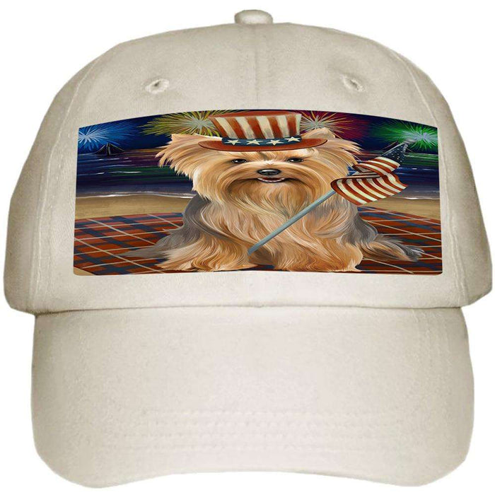 4th of July Independence Day Firework Yorkshire Terrier Dog Ball Hat Cap HAT52662