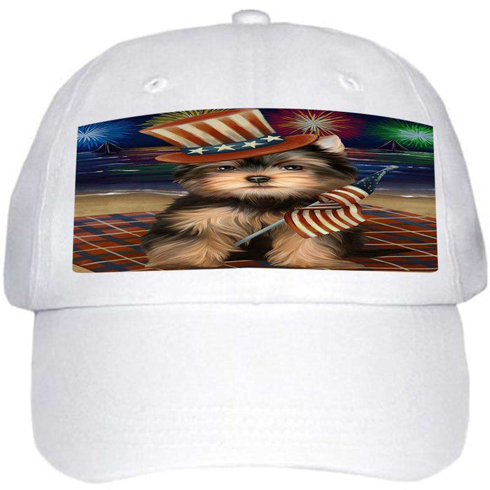 4th of July Independence Day Firework Yorkshire Terrier Dog Ball Hat Cap HAT52668