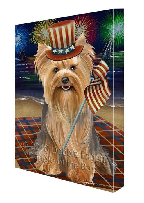 4th of July Independence Day Firework Yorkshire Terrier Dog Canvas Wall Art CVS62530
