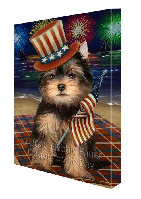 4th of July Independence Day Firework Yorkshire Terrier Dog Canvas Wall Art CVS62548