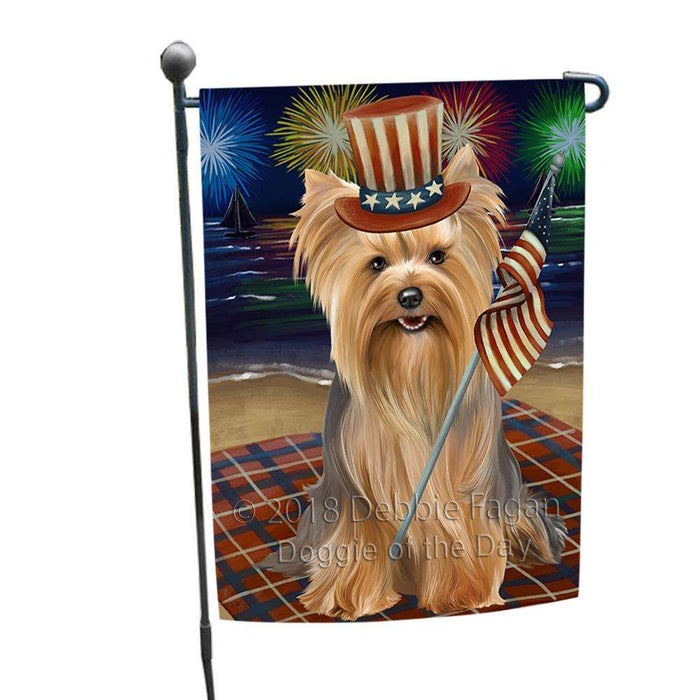 4th of July Independence Day Firework Yorkshire Terrier Dog Garden Flag GFLG49472