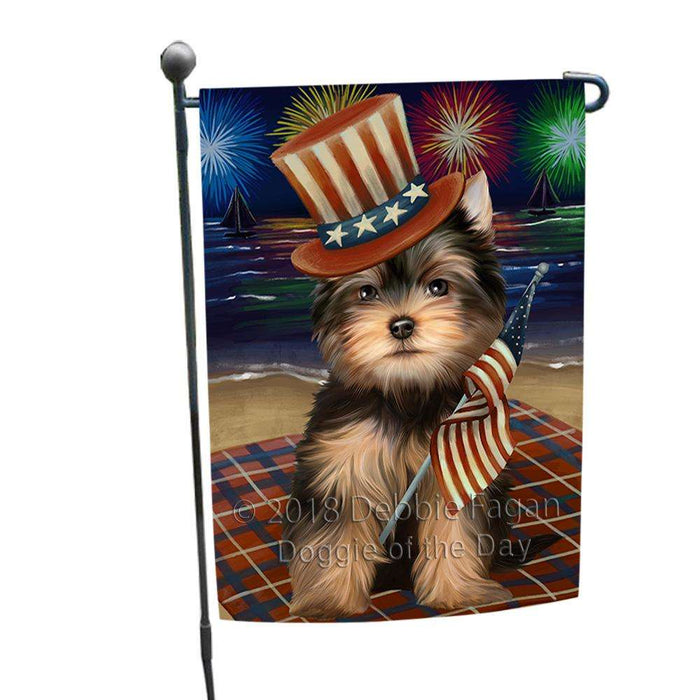 4th of July Independence Day Firework Yorkshire Terrier Dog Garden Flag GFLG49474
