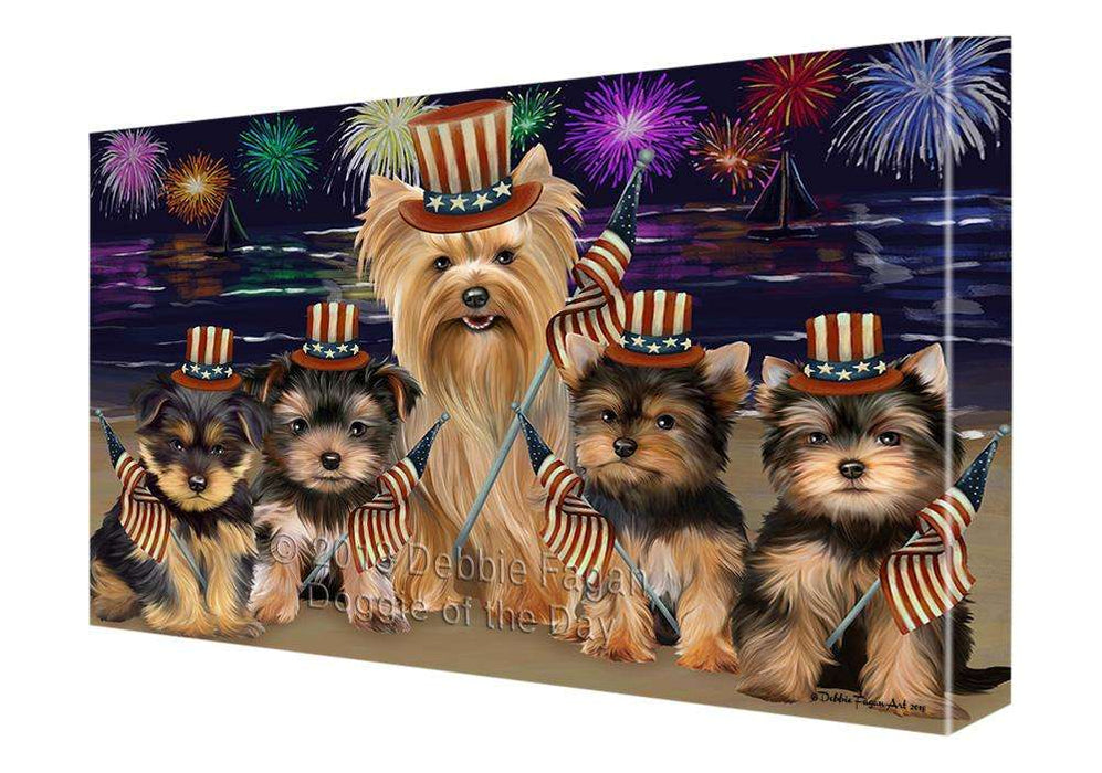 4th of July Independence Day Firework Yorkshire Terriers Dog Canvas Wall Art CVS62539