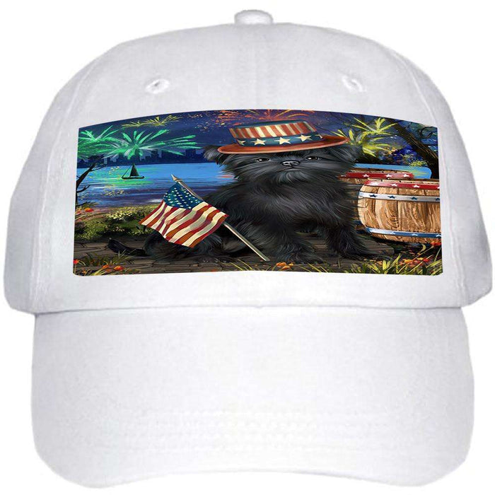 4th of July independence Day Fireworks Affenpinscher Dog at the Lake Ball Hat Cap HAT56424