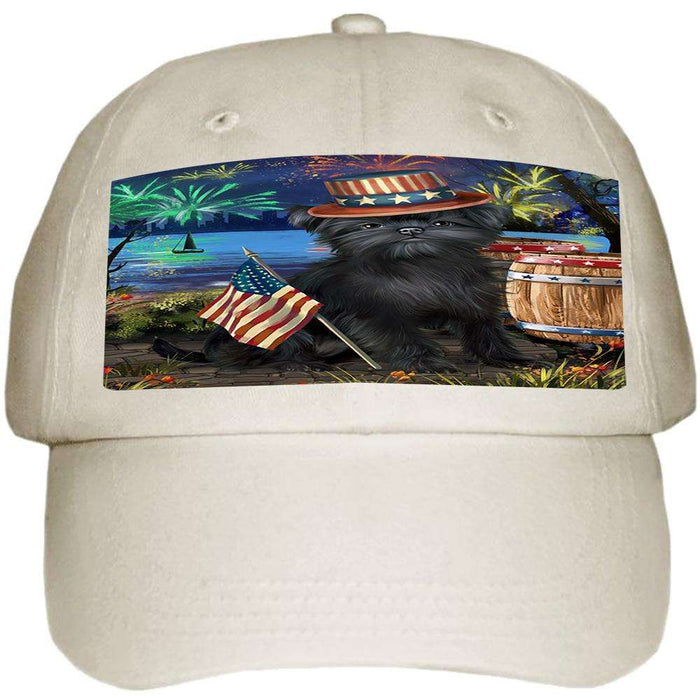 4th of July independence Day Fireworks Affenpinscher Dog at the Lake Ball Hat Cap HAT56424