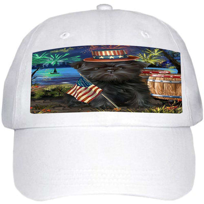 4th of July independence Day Fireworks Affenpinscher Dog at the Lake Ball Hat Cap HAT56427