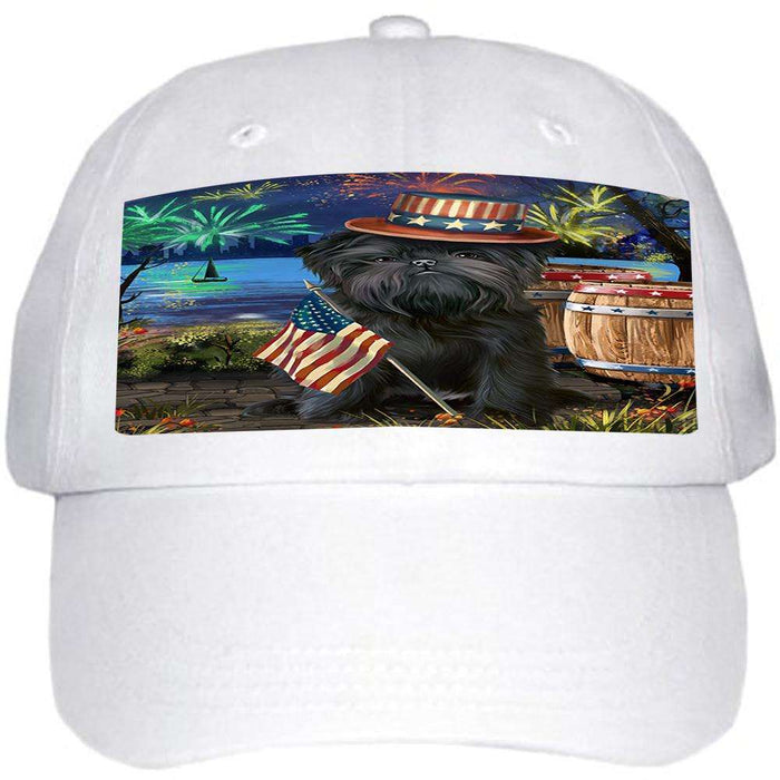 4th of July independence Day Fireworks Affenpinscher Dog at the Lake Ball Hat Cap HAT56430
