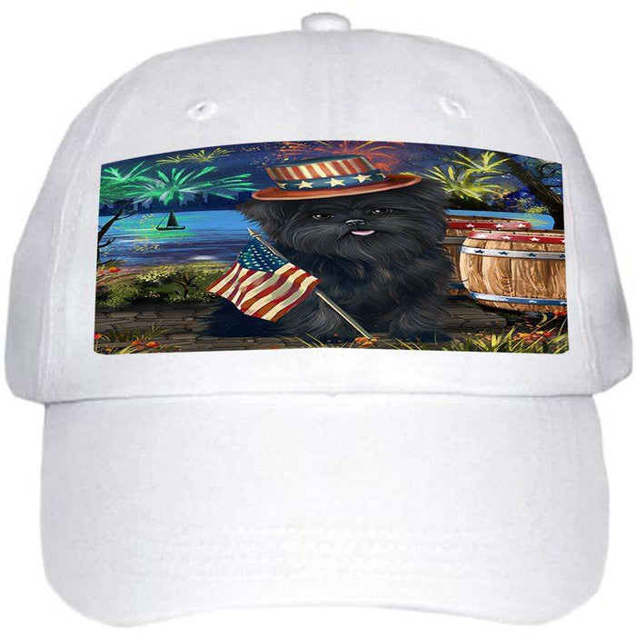 4th of July independence Day Fireworks Affenpinscher Dog at the Lake Ball Hat Cap HAT56433