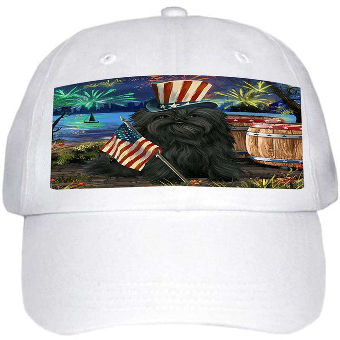 4th of July independence Day Fireworks Affenpinscher Dog at the Lake Ball Hat Cap HAT56436