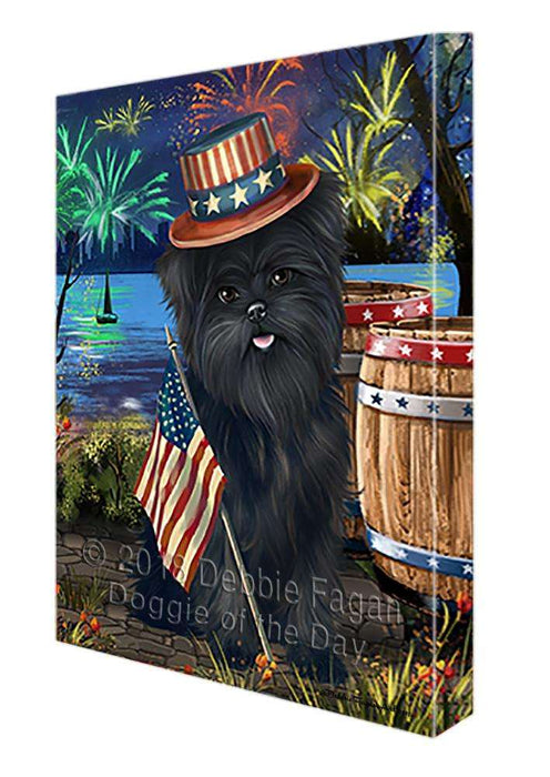 4th of July independence Day Fireworks Affenpinscher Dog at the Lake Canvas Print Wall Art Décor CVS74690